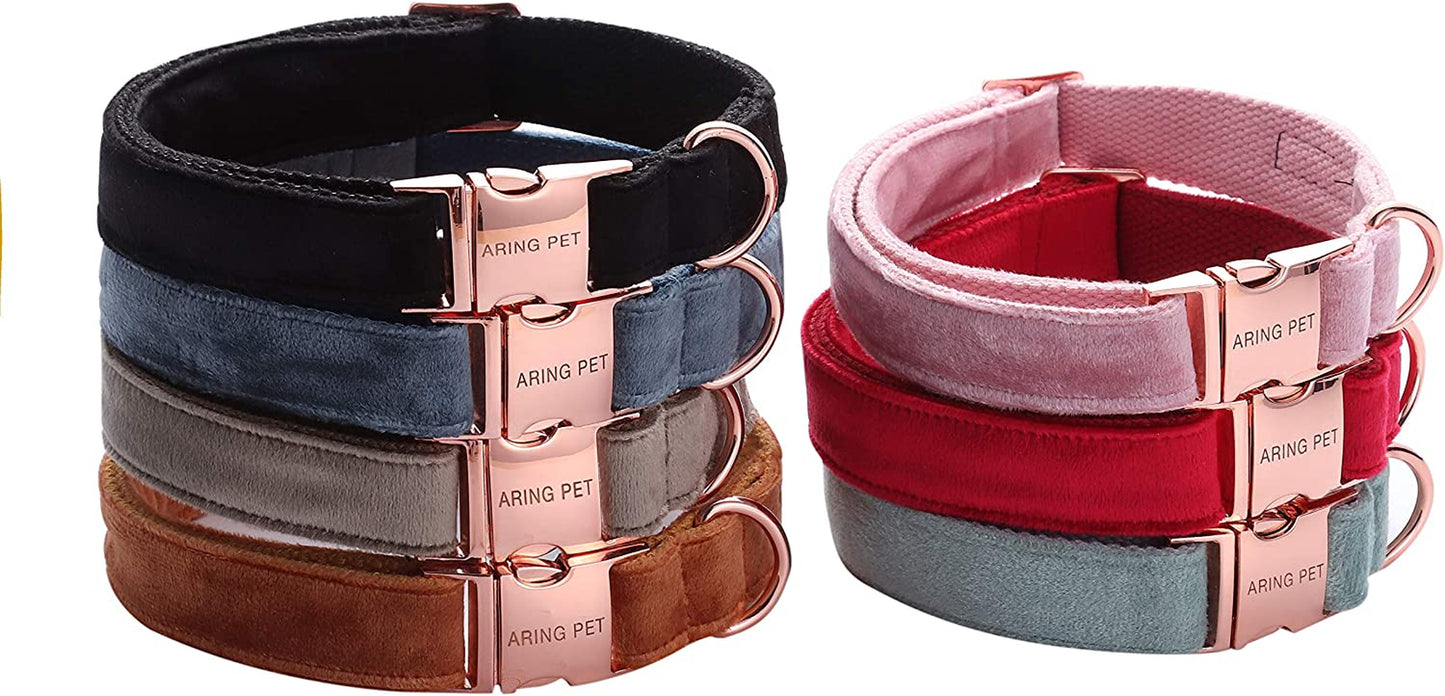 ARING PET Dog Collar and Leash, Velvet Dog Collar and Leash Set, Soft & Comfy, Adjustable Collars for Dogs