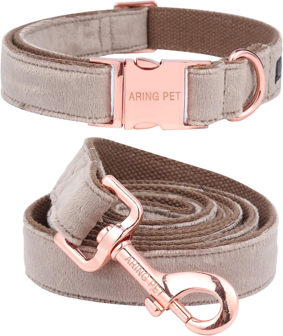 ARING PET Dog Collar and Leash, Velvet Dog Collar and Leash Set, Soft & Comfy, Adjustable Collars for Dogs